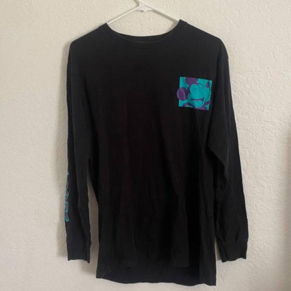 Disney Mickey Mouse Black Long Sleeve Japanese Shirt Size M - Picture 1 of 5